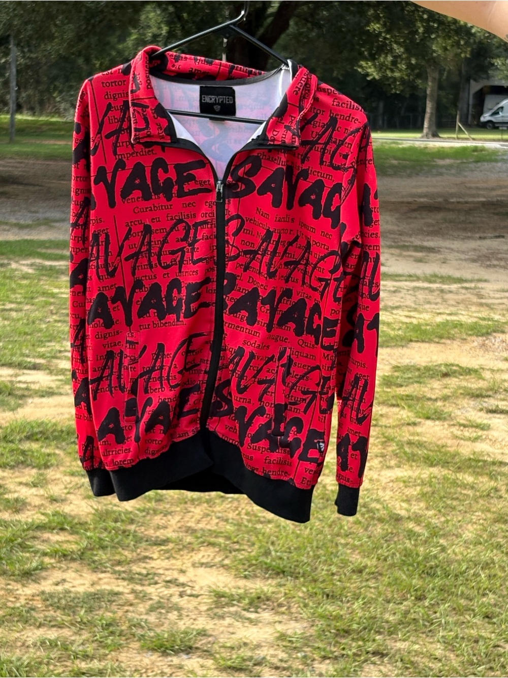 Encrypted Kids' Red & Black Graphic Zip Hoodie